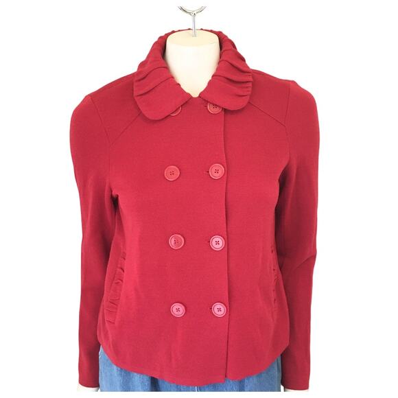 COLDWATER CREEK Double Breasted Wool Blend Sweater in Red SZ S - Picture 9 of 9